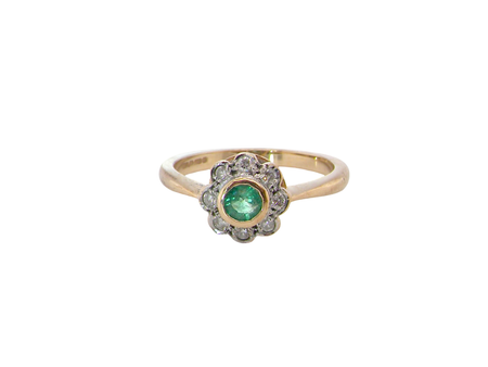An Emerald and Diamond cluster ring
