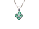 A delicate&nbsp; pendant crafted in 18ct white gold, featuring a cluster of 4 round emeralds, 
