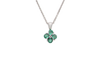 A delicate&nbsp; pendant crafted in 18ct white gold, featuring a cluster of four round emeralds, 