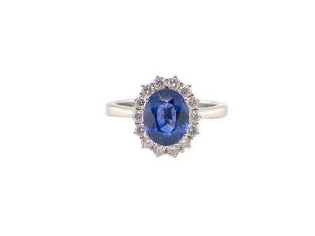 A fine Sapphire and Diamond cluster ring