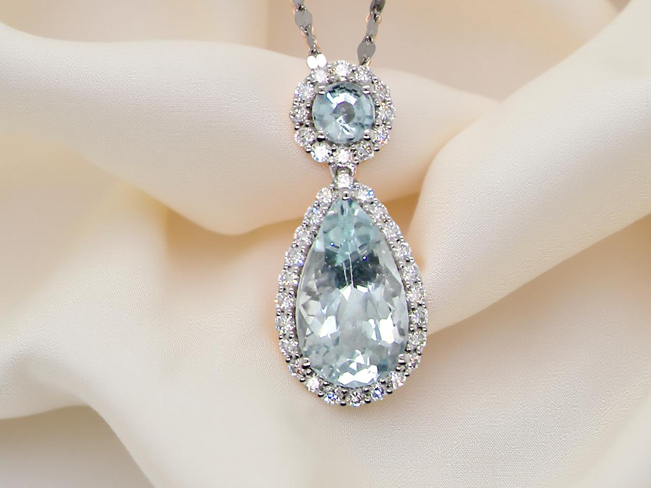 A fabulous Aquamarine and Diamond pendant