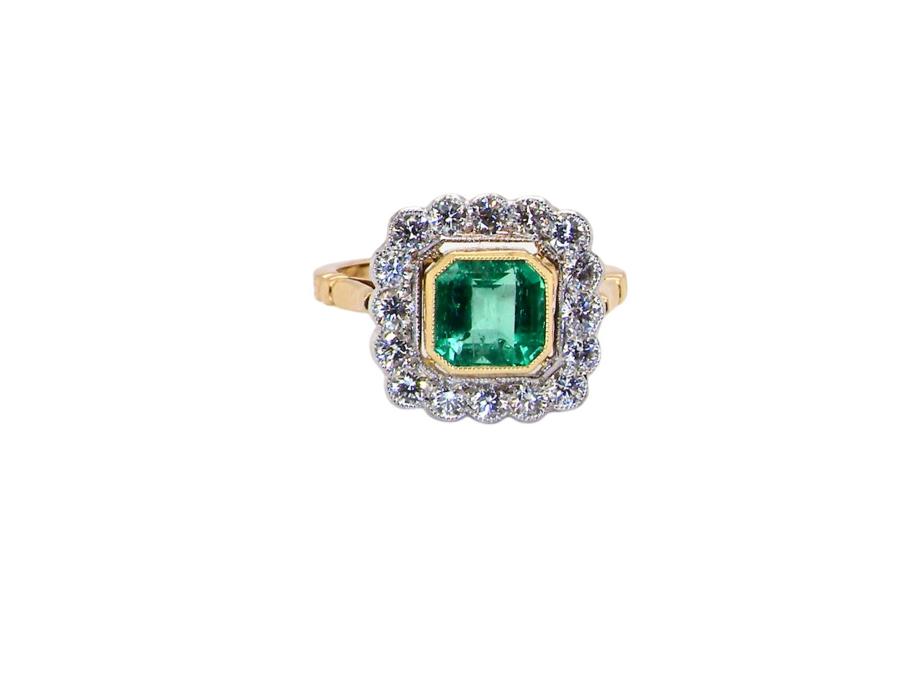 A fabulous Emerald and Diamond cluster ring