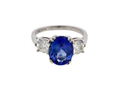 A fabulous Tanzanite and Diamond platinum ring