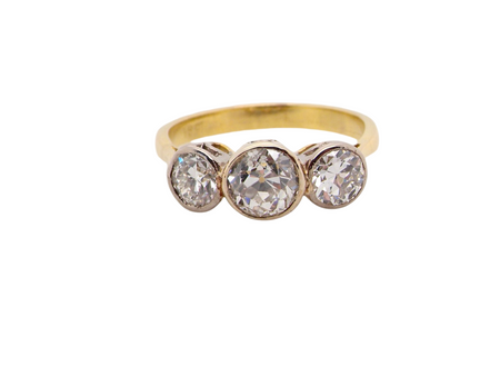 A fabulous three stone diamond 'trilogy' ring