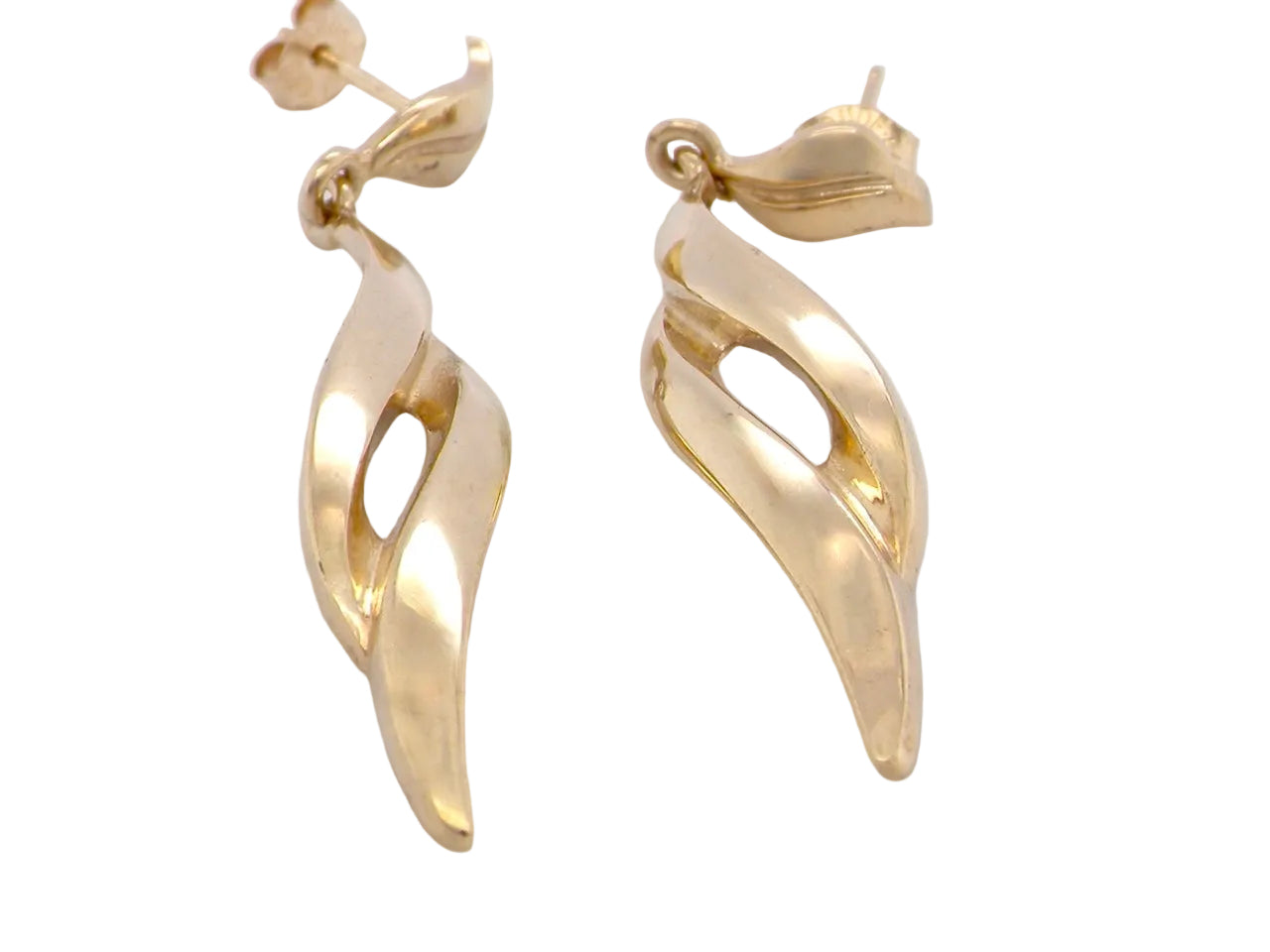 A feature pair of long drop earrings. Each a double loop that has a length of 38mm, width 8mm.
