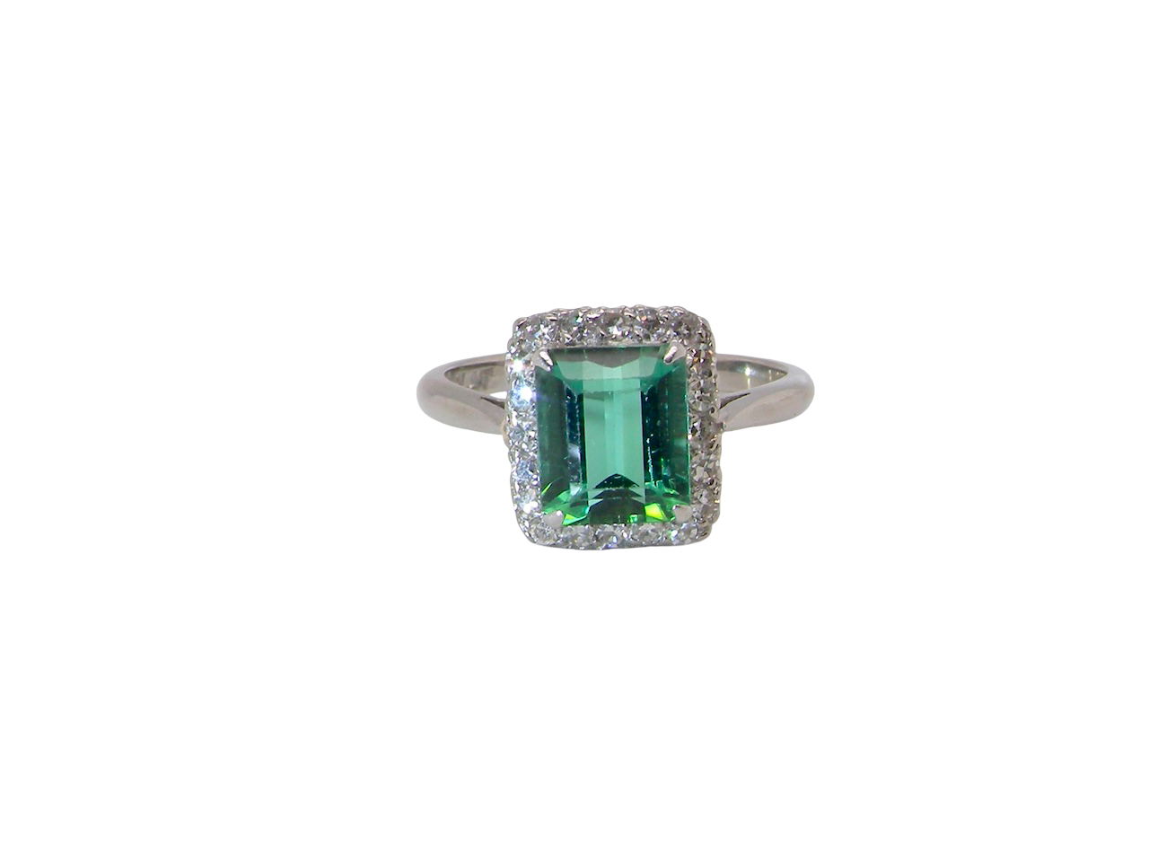 A fine Green Tourmaline and Diamond ring