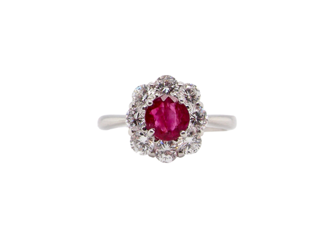 A fine Ruby and Diamond cluster ring