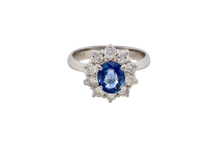 A fine Sapphire and Diamond Cluster Ring