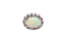 platinum* stud earrings beautifully set with an exceptional white opal measuring 7 x 5mm. T