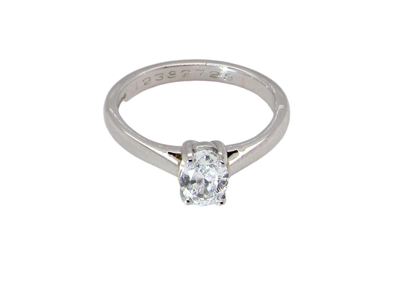 A fine oval cut solitaire diamond ring