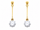 A fine pair of 18 carat yellow gold drop earrings.

Each modern brilliant cut white diamond measures 5mm (claw set.
