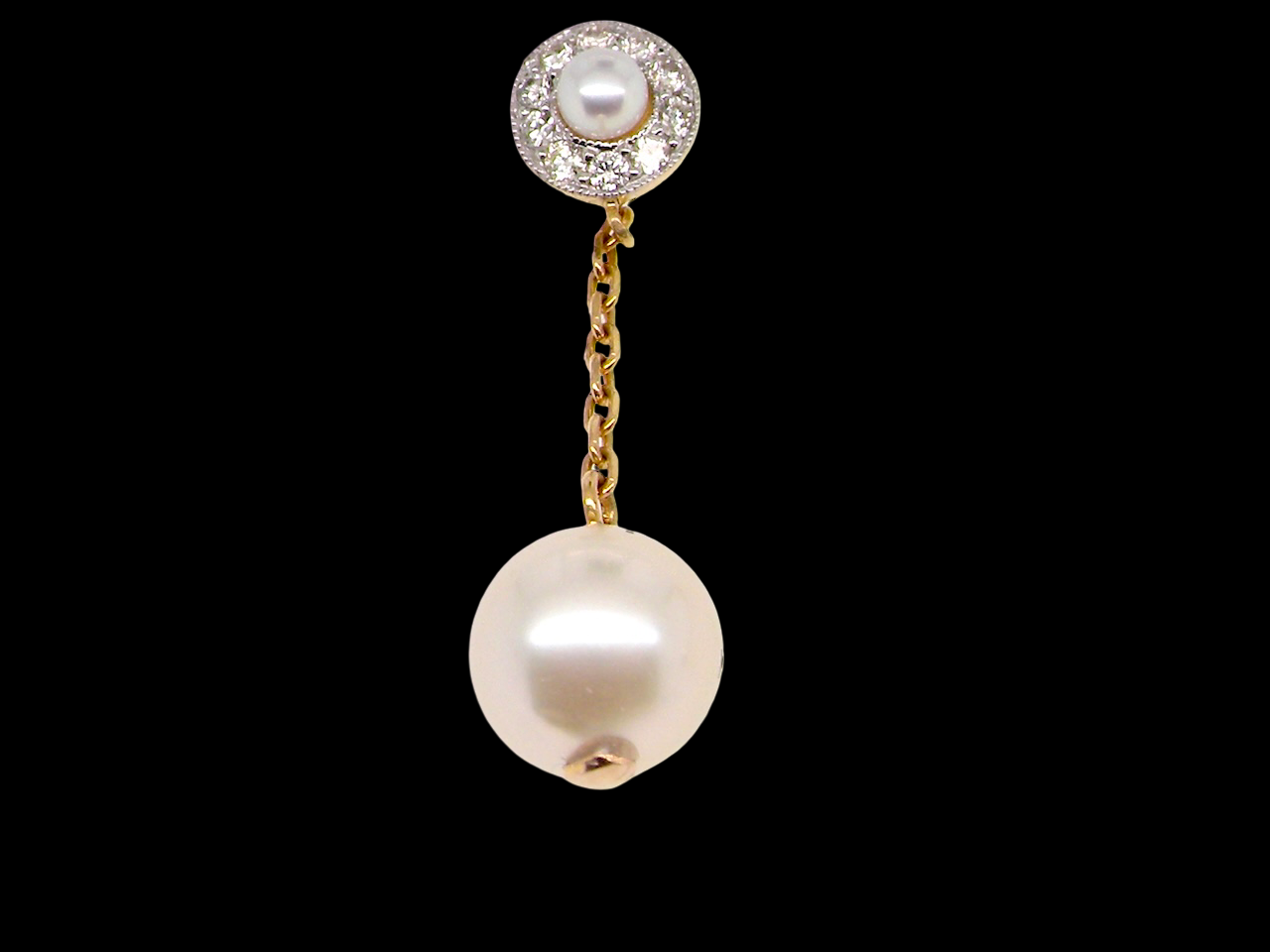 pearl/ diamond drop earrings