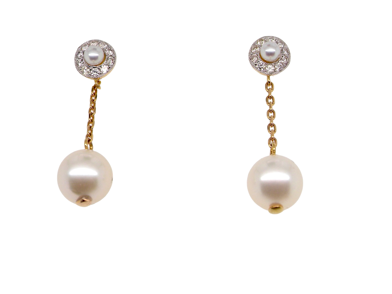 pearl and diamond drop earrings