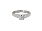 A fine solitaire ring, features an exceptional half carat diamond, brilliant cut, colour H-j, clarity VS2-Si1. Measures 5.2mm, depth 5.5mm, weight 4.9grams
