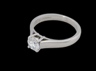 A fine solitaire ring, features an exceptional half carat diamond, brilliant cut, colour H-j, clarity VS2-Si1. Measures 5.2mm, depth 5.5mm, weight 4.9grams
side