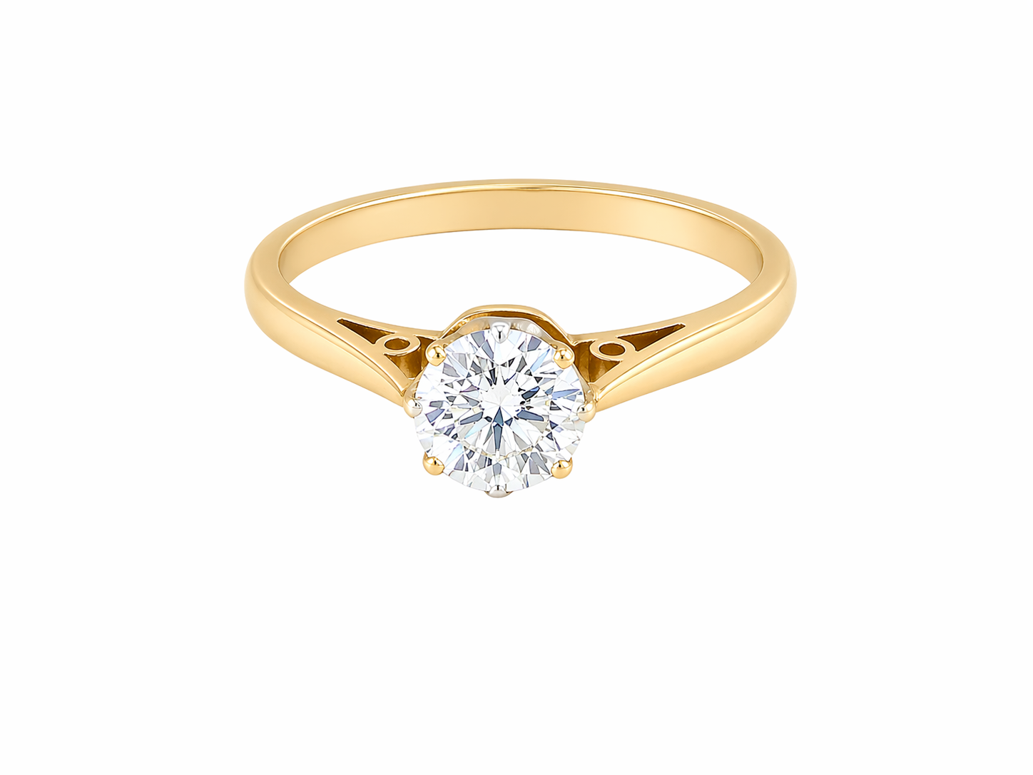 A fine solitaire ring set with a brilliant cut white diamond.&nbsp;

Certificated and therefore the description is confirmed. Size 5.5x5.2mm, 0.70 carats. Colour G, clarity Si1.