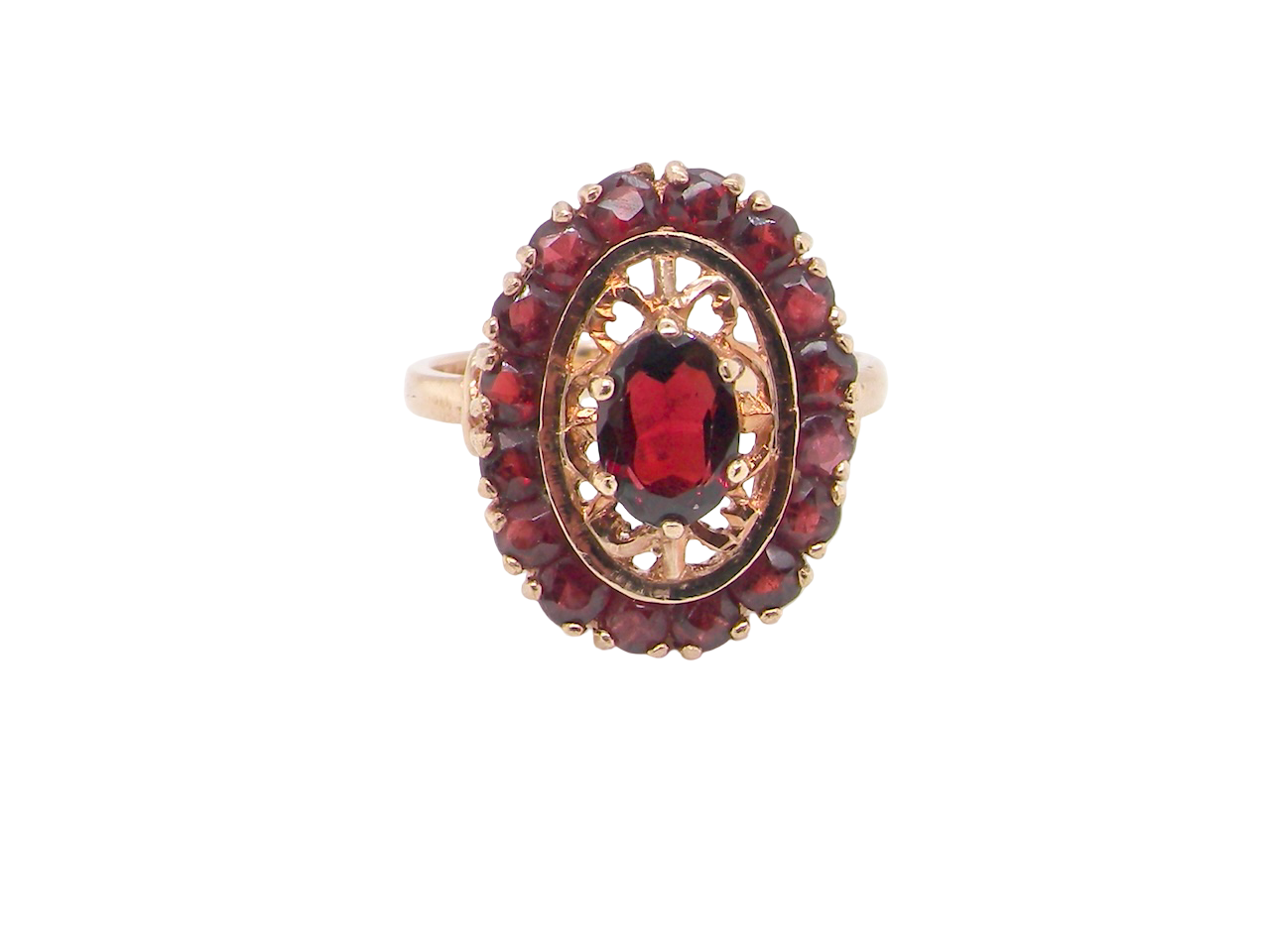 A garnet dress ring