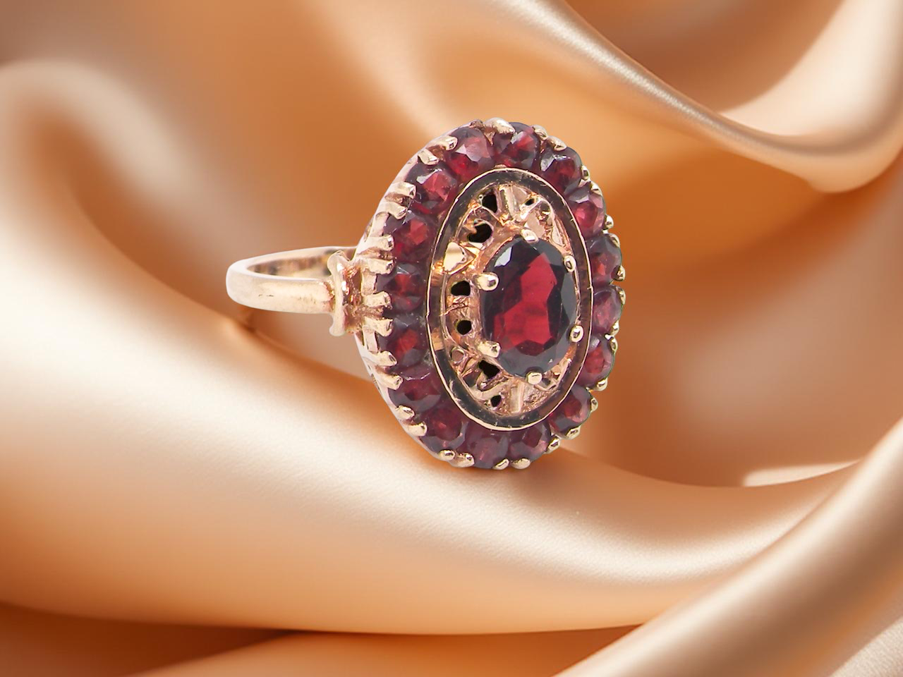 A garnet dress ring cluster