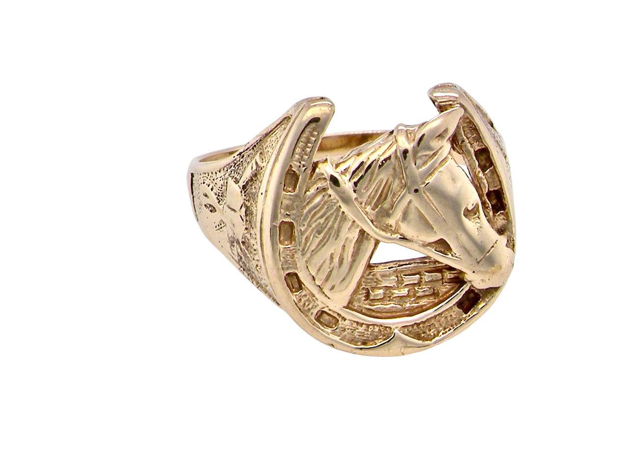 A gold horseshoe ring
