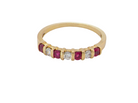 A half hoop 18 carat yellow gold eternity ring. Set with four bright red rubies, each 2.6mm (total carat weight 0.28 