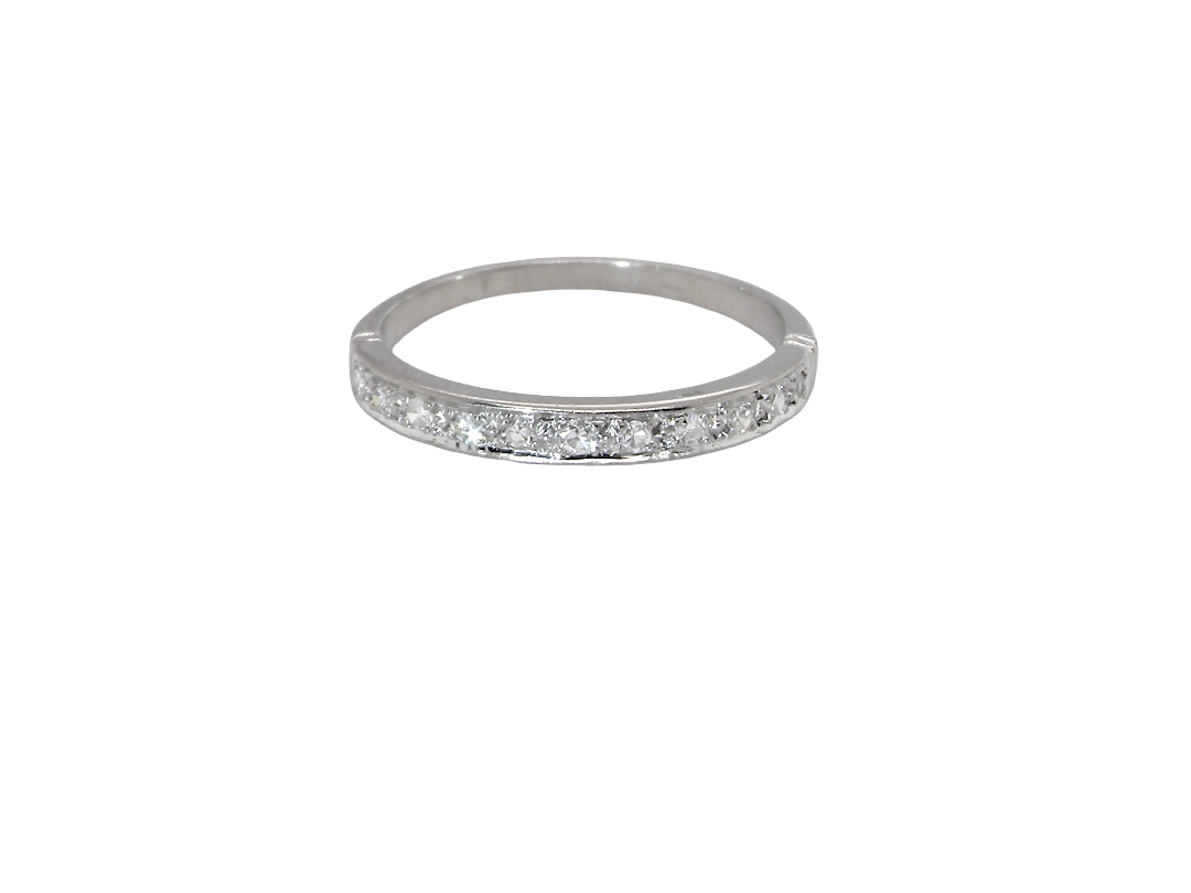 A half hoop eternity ring. Set with eleven small white diamonds, brilliant cut 2mm each (total est 0.33 carats) colour i-k, clarity Si.