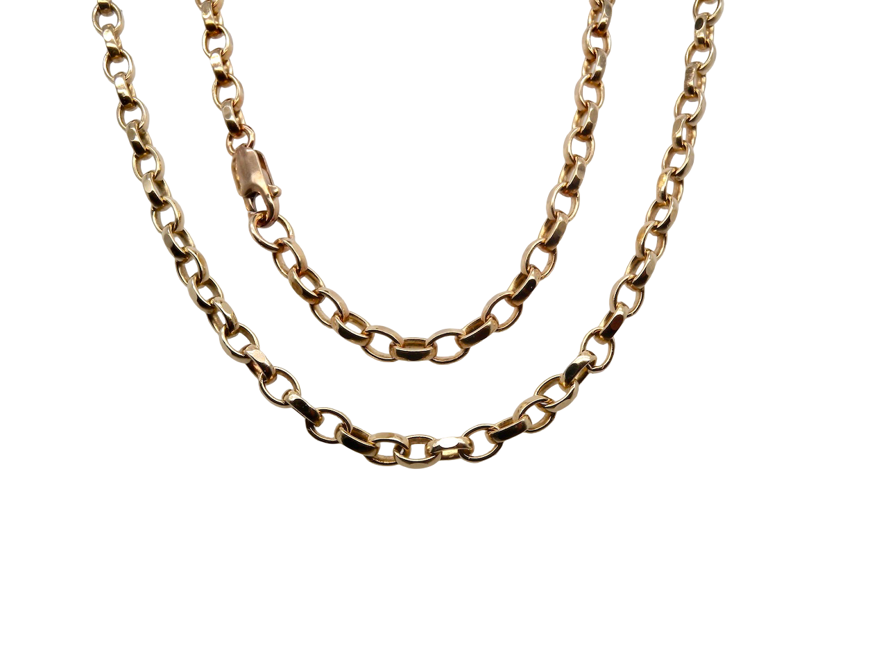 A heavy gold belcher neck chain