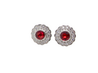 A lovely pair of stud earrings. Each features an unusual colour sapphire, fireglow orange. A deep orange hue, measures 5mm (est 0.50 carats)
