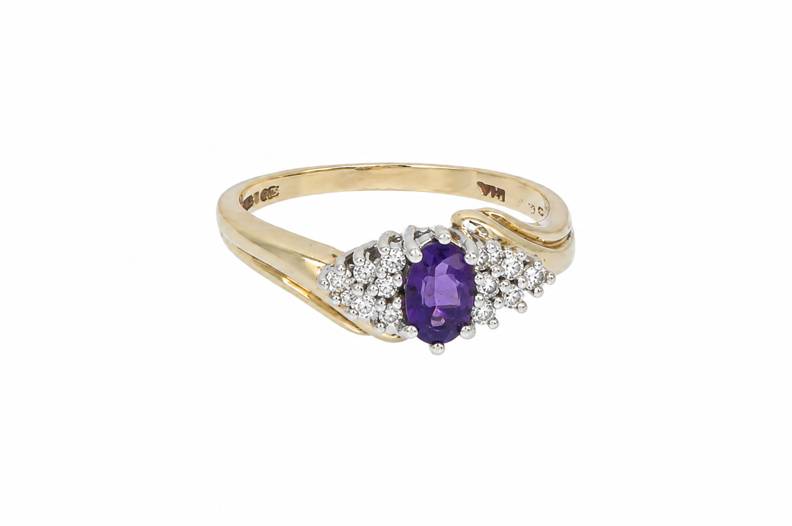 Amethyst and diamond cluster ring