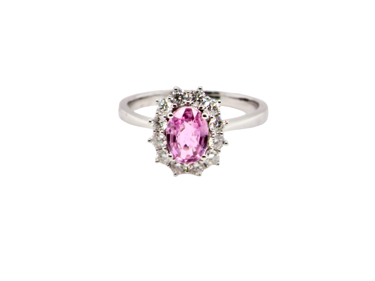 A modern Pink Sapphire and Diamond Ring