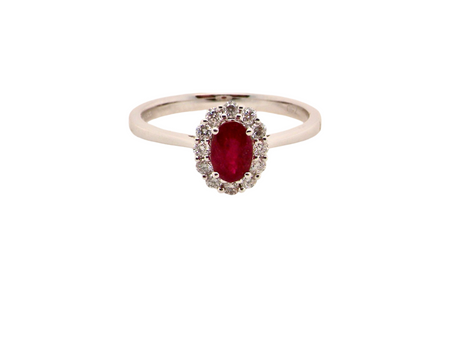 A modern Ruby and Diamond cluster ring