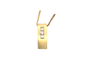 A modern block style pendant. Measures 17x6.3mm. Set with three princess cut white diamonds, close set, each measures 2.75-2.85mm (total est 0.40 carats).&nbsp;