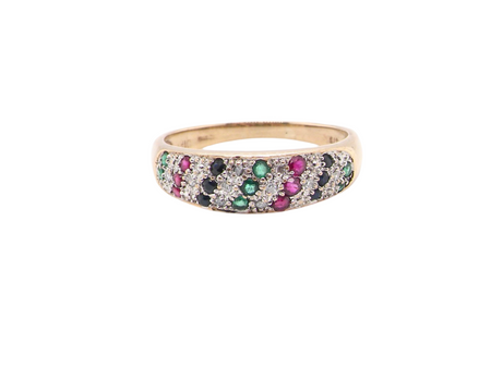 A multi colour gemstone dress ring