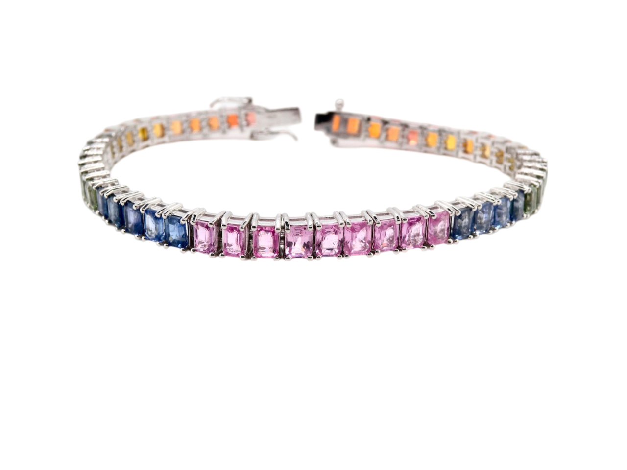 A multi colour sapphire line bracelet