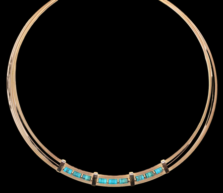 A modern multi strand collar necklace