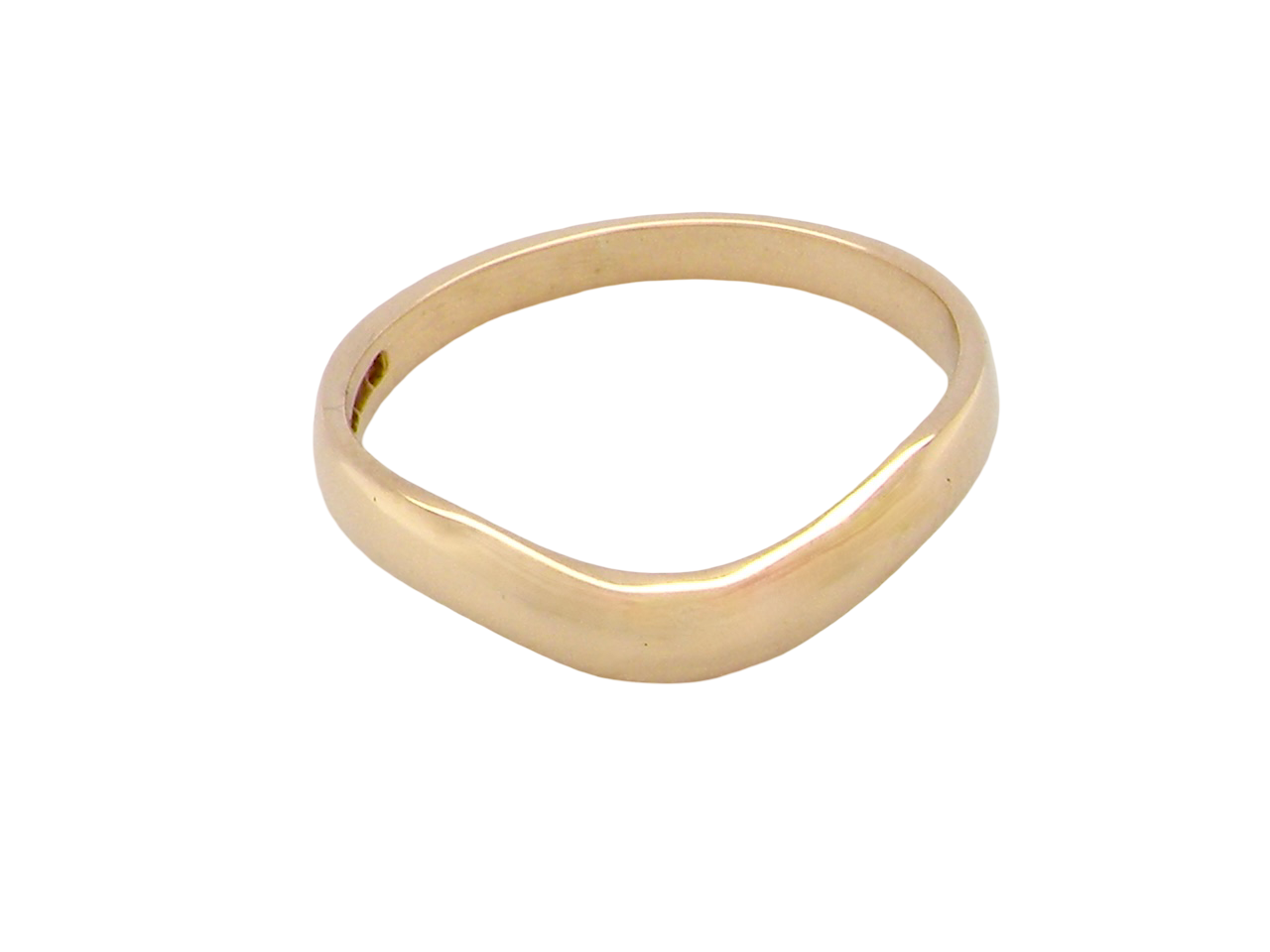 A narrow 18 carat yellow gold wedding ring. U shape