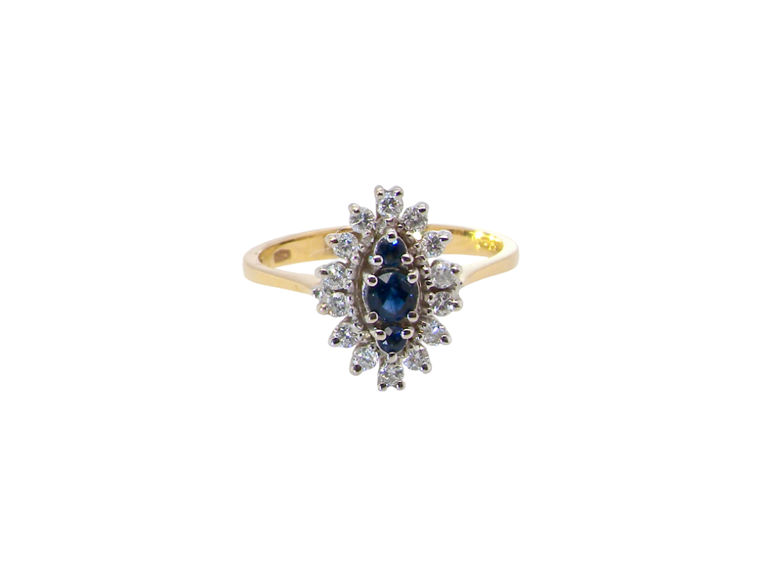 Marquise shape diamond cluster ring
