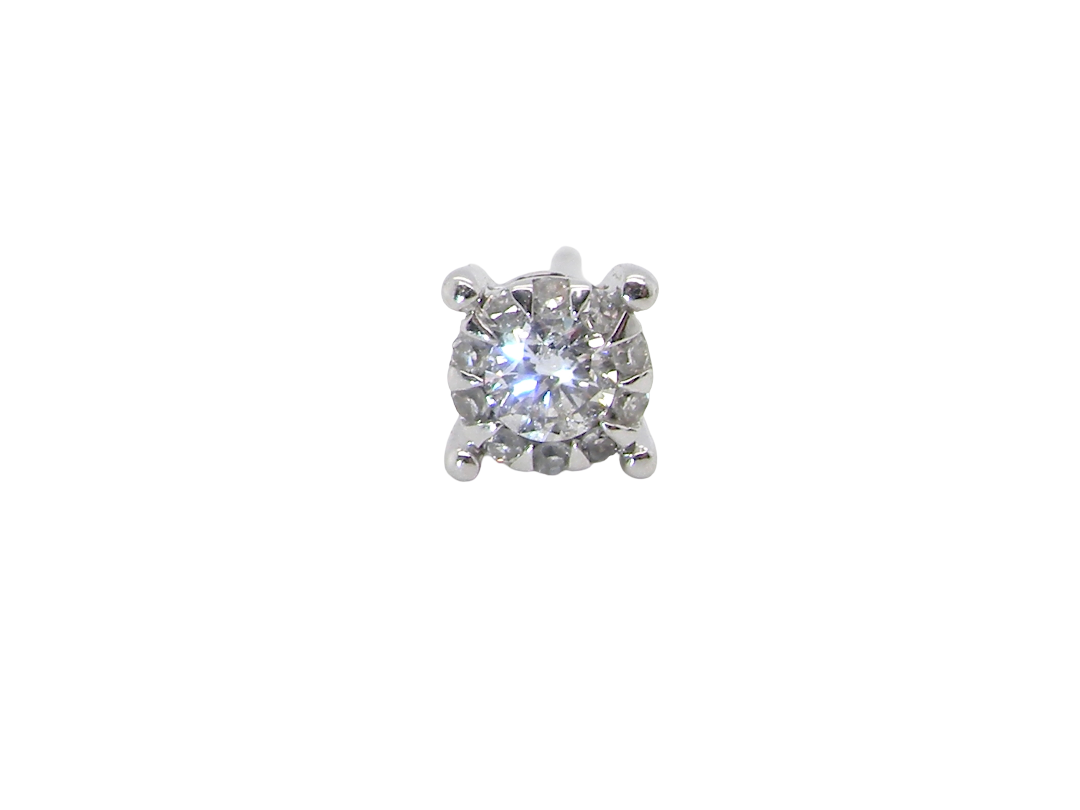 A single round brilliant-cut diamond stud earring in a four-prong setting, shown against a plain white background.