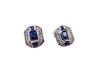 A pair 9 carat White Gold Sapphire &amp; Diamond Earrings