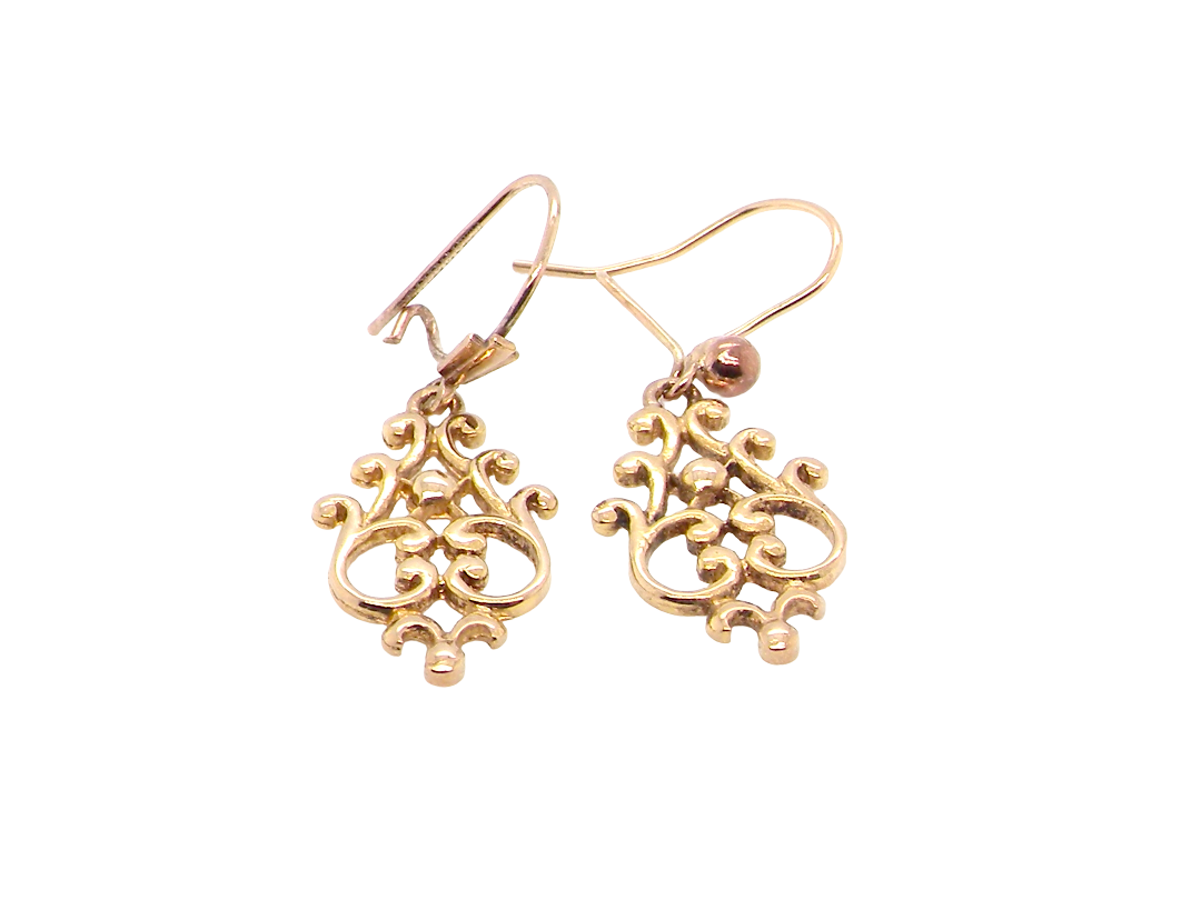 A pair of 9 carat gold* drop earrings. Celtic look design.