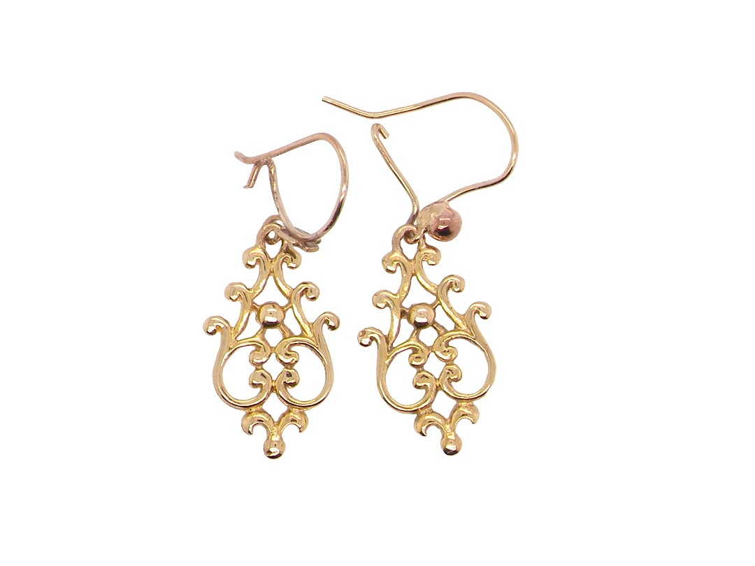 A pair of 9 carat gold* drop earrings. Openwork Celtic look