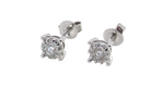 A pair of 9 carat white gold earrings. At first glance the earrings seem to be a single stone, but look closer and it can be seen that they are miniature clusters.

