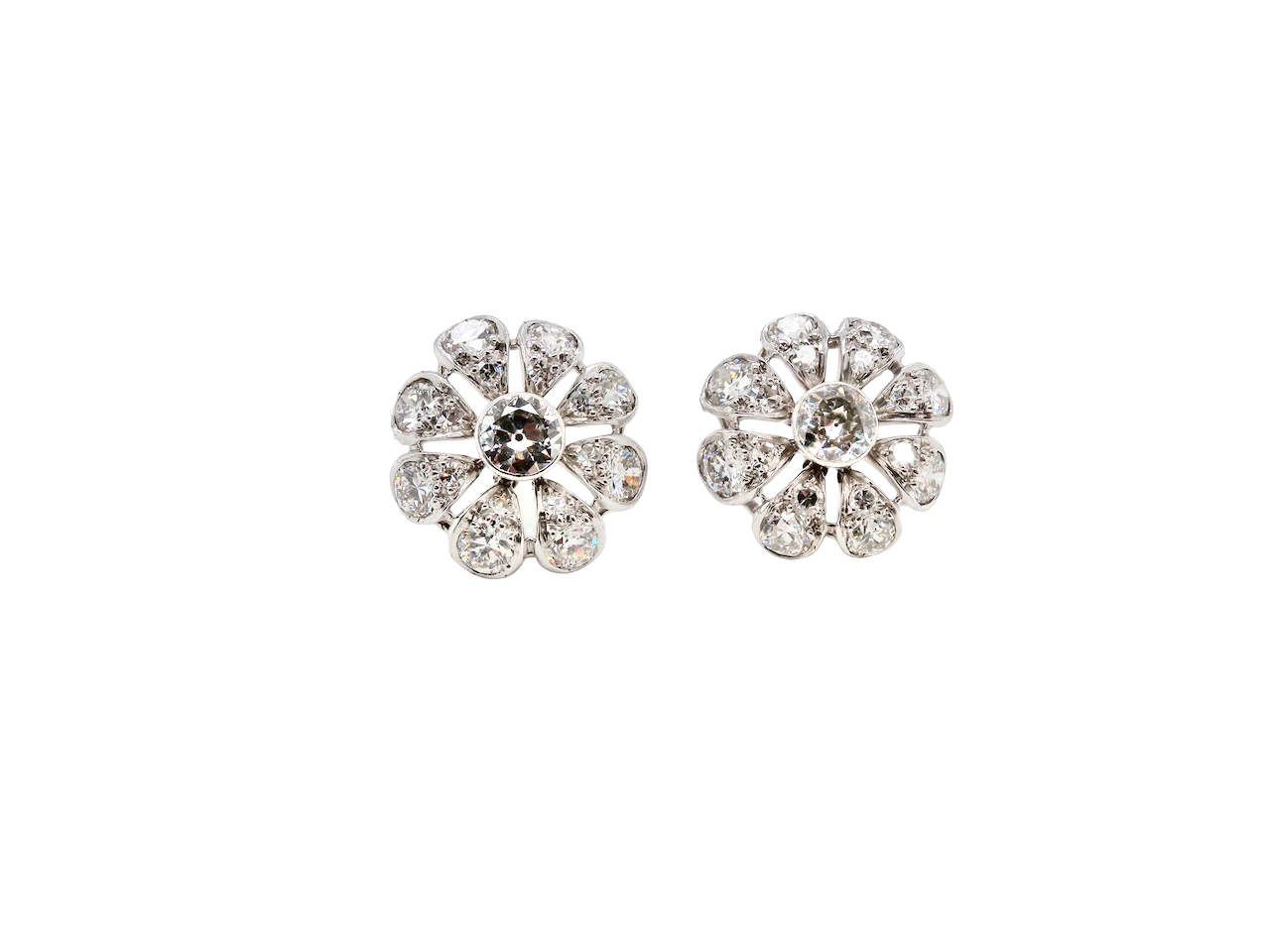 A pair of Art Deco Diamond Cluster Earrings (c.1920–1930)