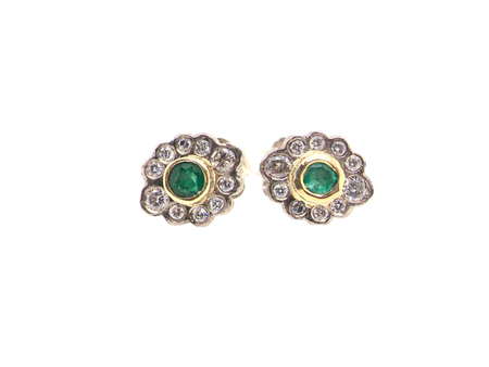 A pair of Emerald and Diamond Earrings