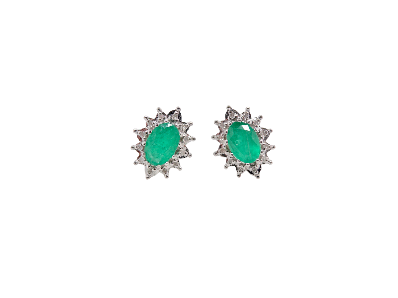 A pair of Emerald and Diamond earrings