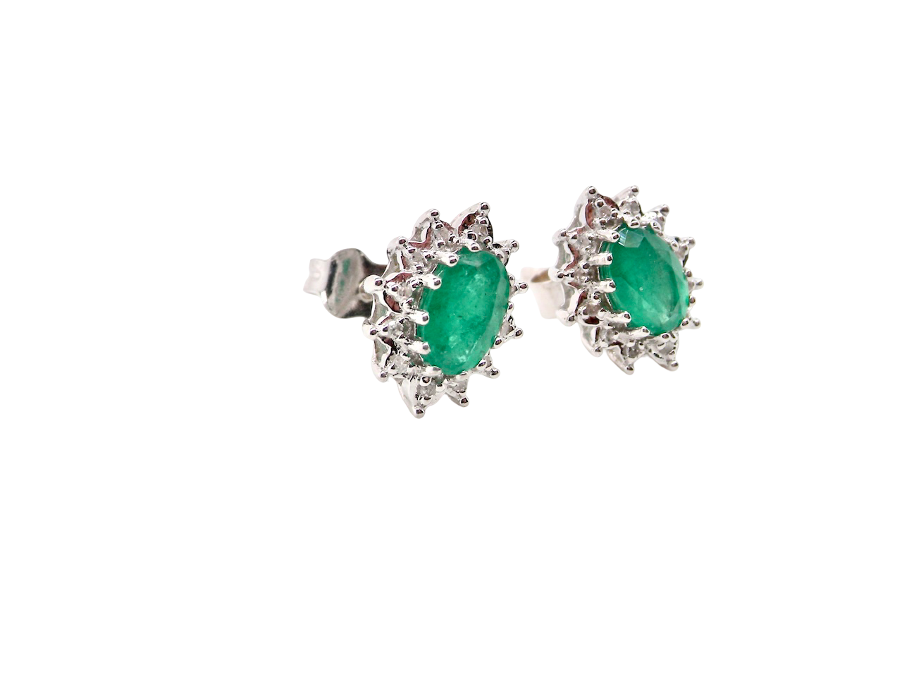 A pair of Emerald and Diamond earrings