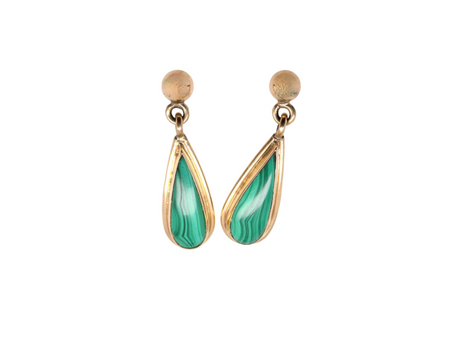 A pair of Malachite drop earrings