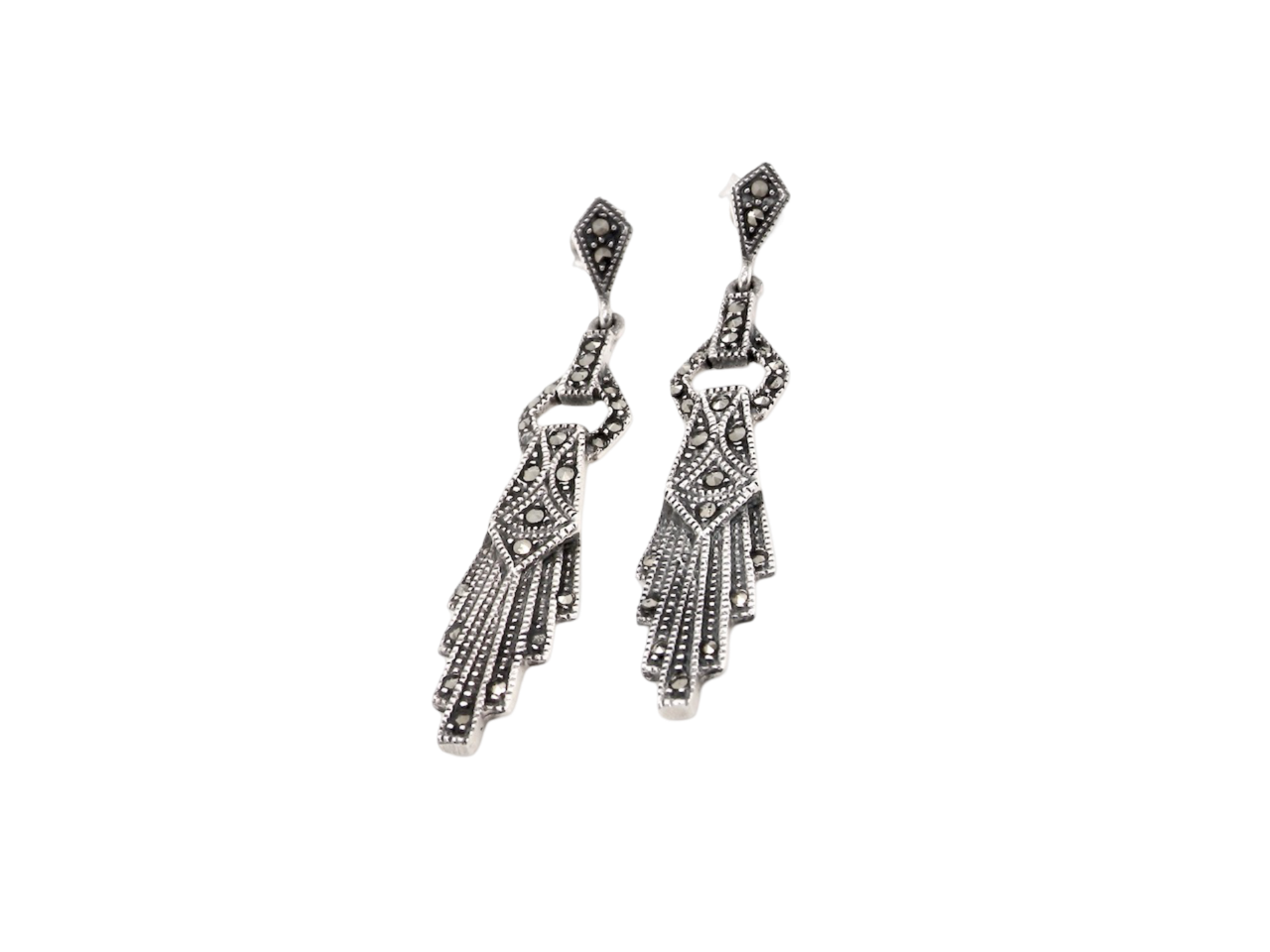A pair of Silver Marcasite earrings Vintage Tom Antique Jewellery