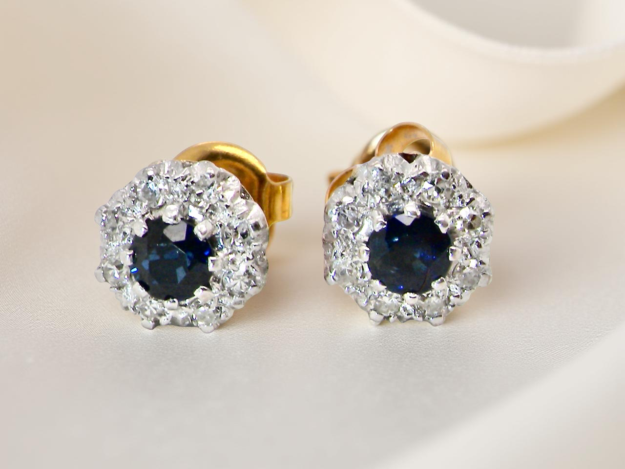 A pair of Sapphire and Diamond earrings