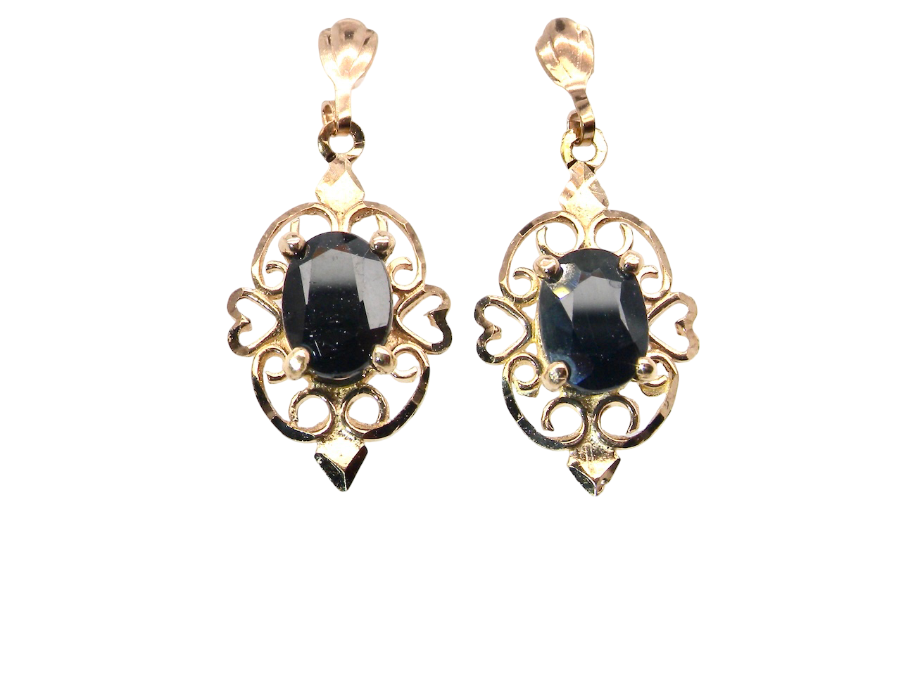 A pair of Sapphire drop earrings