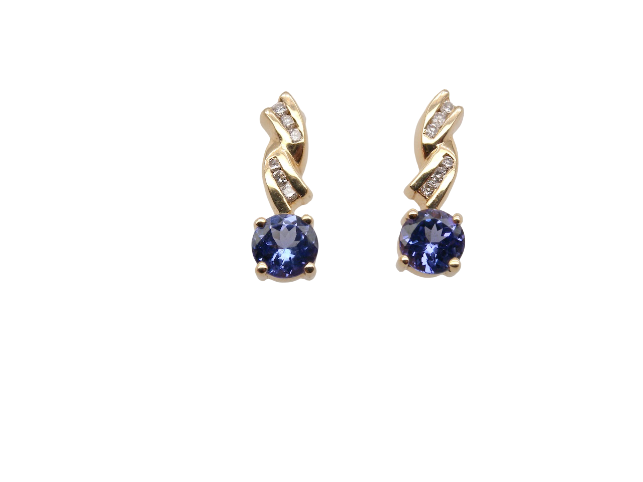 A pair of Tanzanite & Diamond Drop Earrings